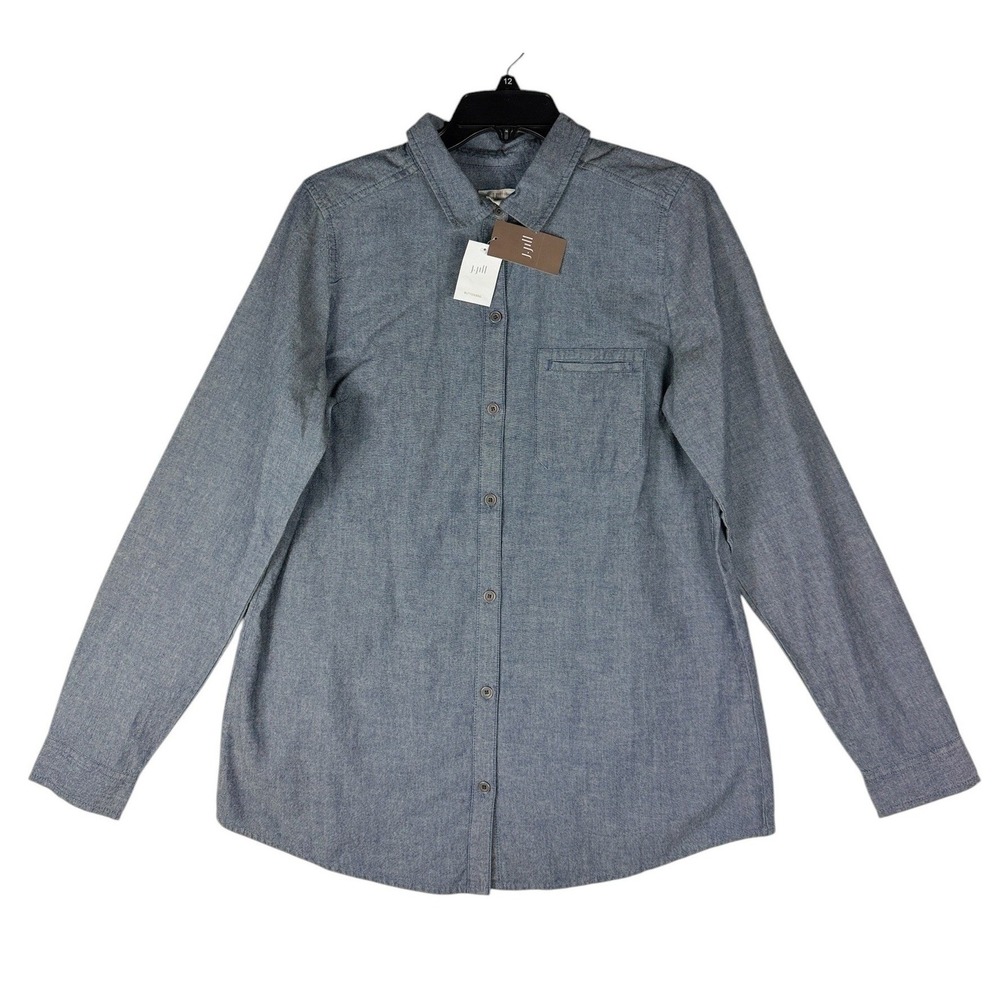 J. Jill Denim Shirt Womens Small Tall Cloudy Blue Cotton Button Down 018933 NWT